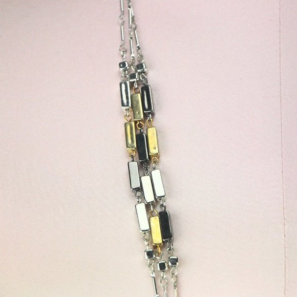 Sonoma Necklace Long 36"-39" Tri-tone Metallic Beads #961 - Picture 2 of 3